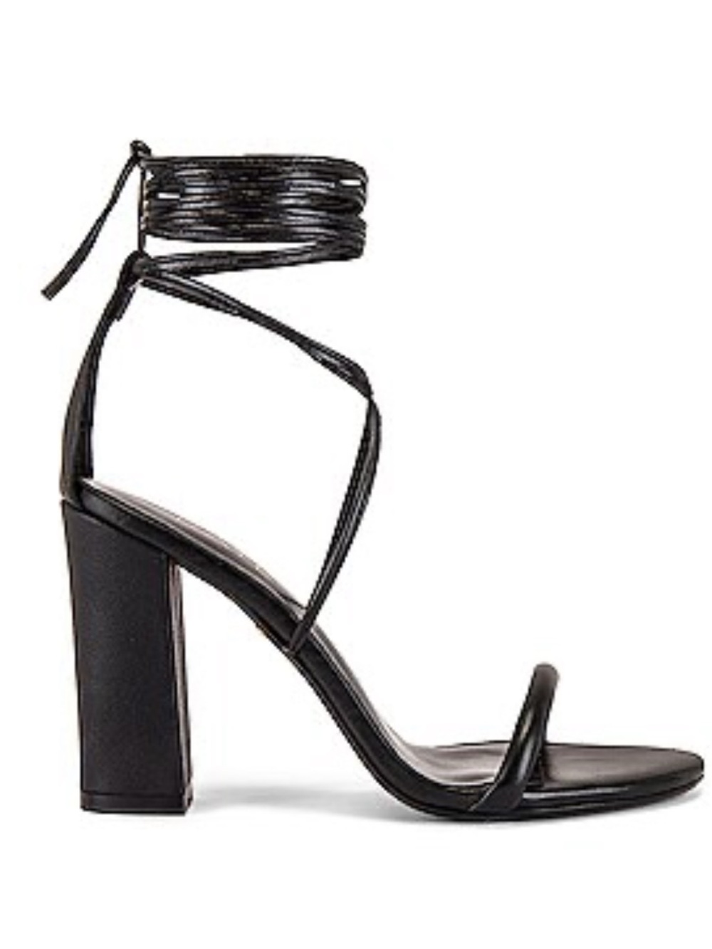 RAYE Black Wrap-Strap Block Heel Sandals 4 inches